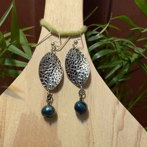Vintage silver & dark teal Pearl